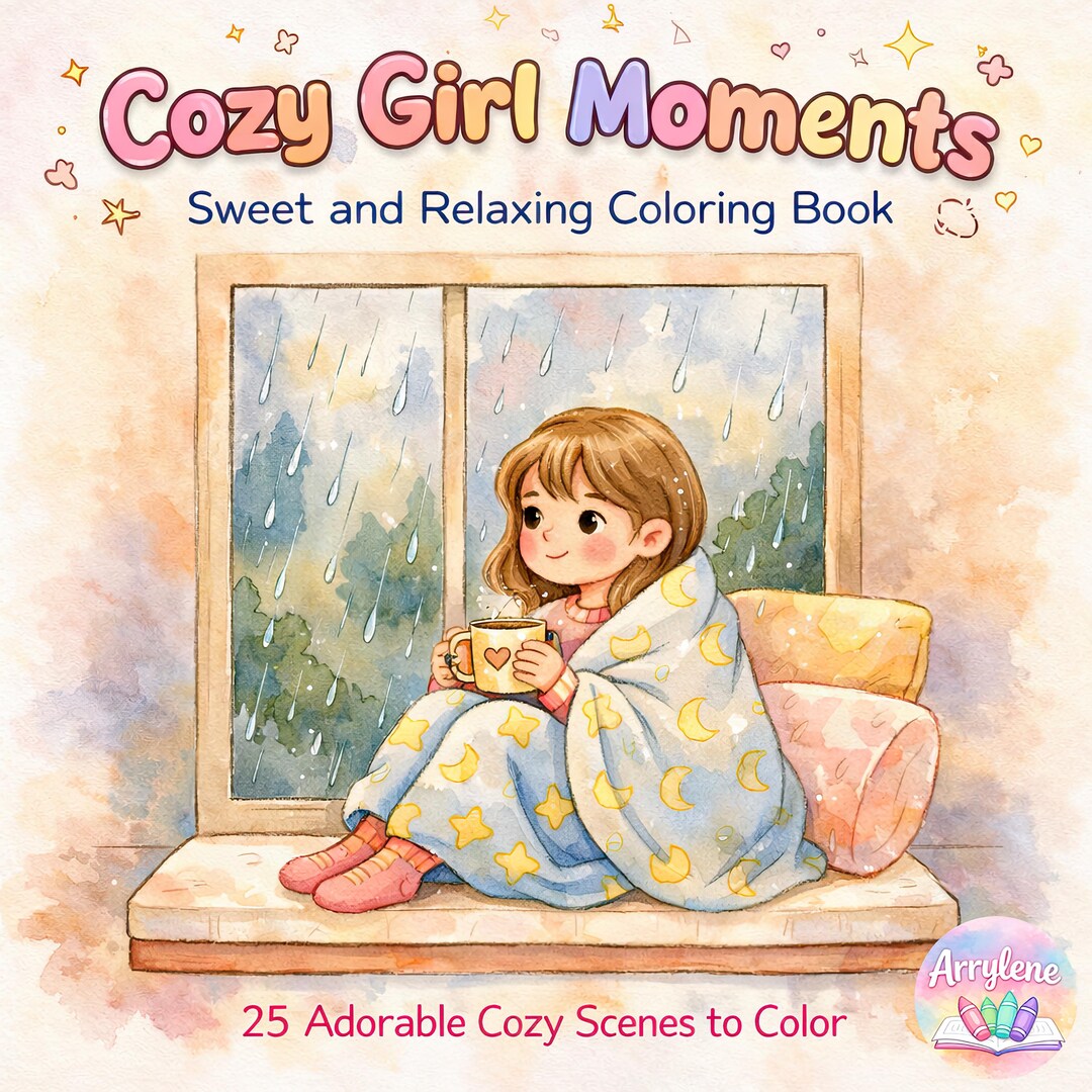 Cozy Girl Moments Coloring Book With Color Reference, Relaxing Scenes ...