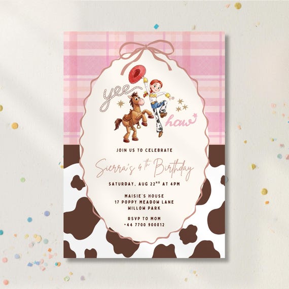 Jessie Toy Story Birthday Invitation, Digital Download
