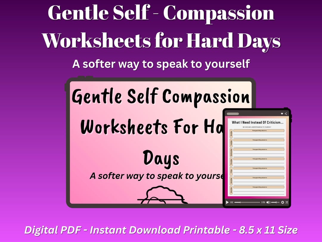Self Compassion Worksheets for Moms, Mental Health Printable PDF ...