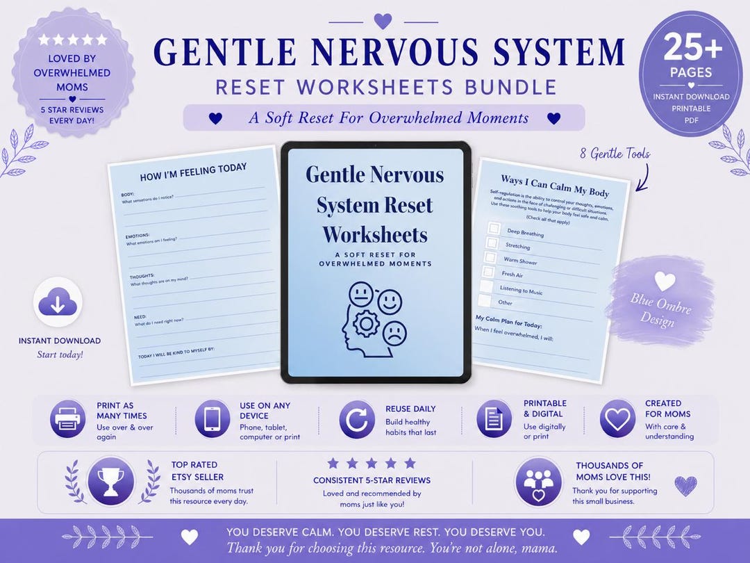 Gentle Nervous System Reset Worksheets for Anxiety & Burnout ...