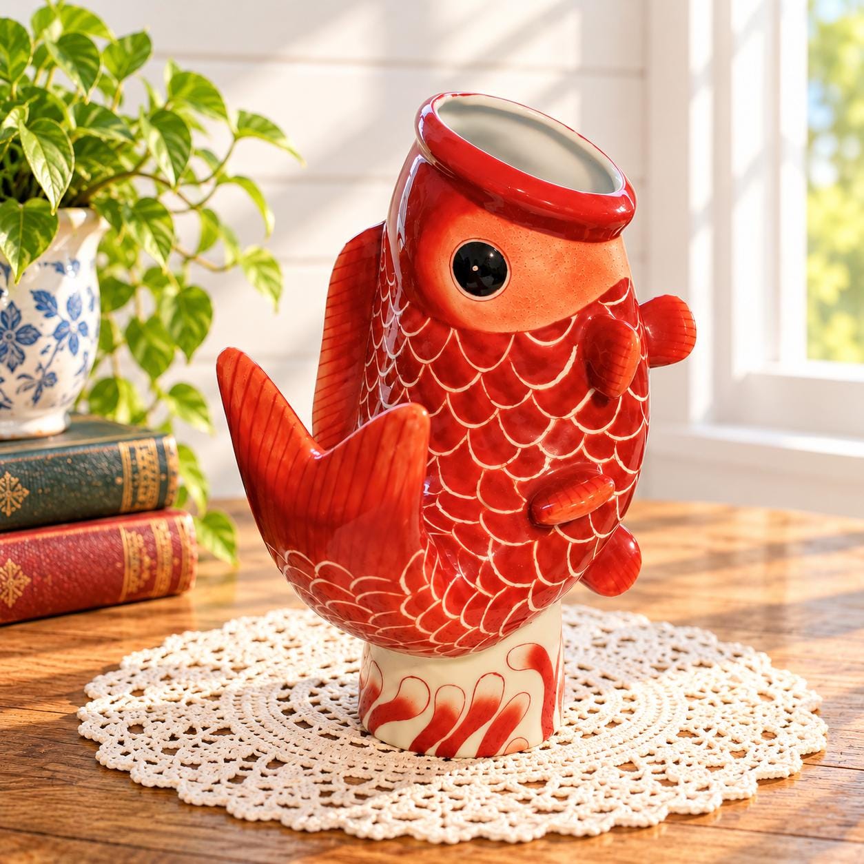 金魚の絵柄の花瓶 Asian Goldfish Vase - Etsy