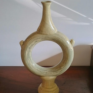 Vintage multi toned Torus (donut) Vase Studio Pottery