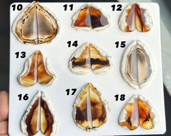 Rare Montana Agate Pair Cabochon, Matching Agate Gemstone Pair, Jewelry Making Stone, Wire Wrap Cab, Earring Stone DIY