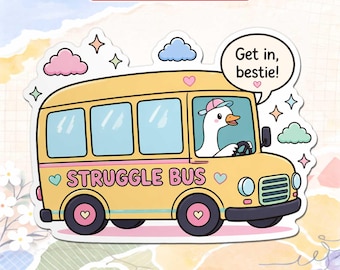 Struggle Bus Sticker, Funny Stickers, Anxiety Retro therapy, Mental Health Decal, Trendy Sticker, Sarcastic Water Bottle Laptop Waterproof
