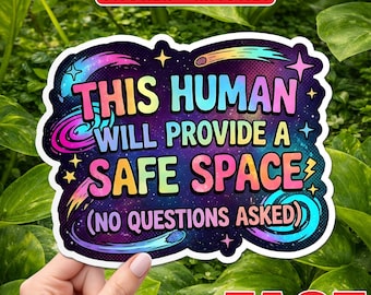 This Human Will Provide A Safe Space Sticker, Magnet, LGBTQ Ally Pride Sticker, Human Rights Equality Decal, Laptop Water Bottle Gift Idea