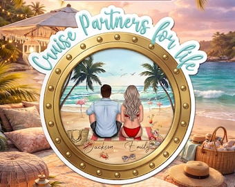Personalized Cruise Door Magnet, Custom Cruise Cabin Door Decor, Cruise Partners For Life Couple Beach Magnet, Magnetic for Cabin, Locker