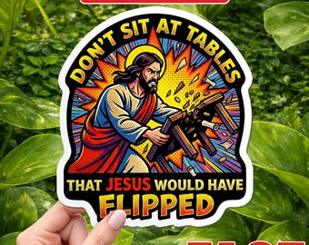 Flip the Tables Sticker, Magnet, Chaos Justice Meme Decal, Bold Sarcastic Humor Vinyl for Laptop Water Bottle Aesthetic Gift Idea for Adults