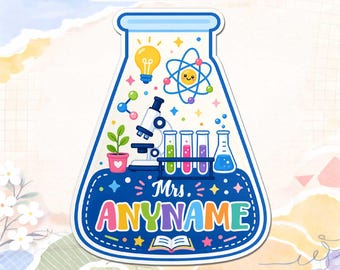 Custom Science Teacher Name Magnet, Personalized STEM Teacher Magnet, Lab Tech Fridge Locker Magnet Gift for Classroom Office Decor