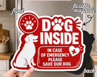 Dog Inside Emergency Magnet, Please Save Our Dogs Fire Rescue Alert, Pet Safety Fridge Magnet, Dog Inside Warning Sign, Pet Owner Gift Idea