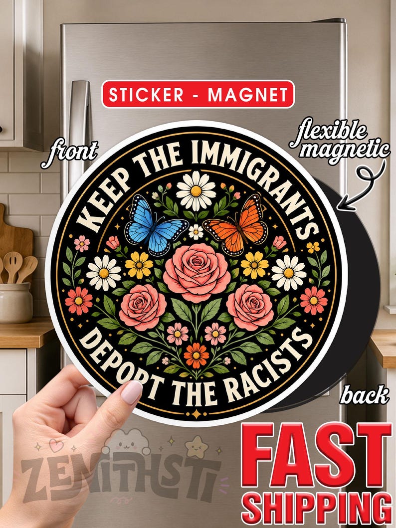 Keep the Immigrants Magnet, Floral Human Rights Fridge Magnet, Feminist ...
