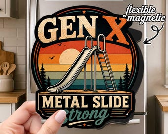 Gen X Magnet, Retro Generation X Fridge Magnet, 1965-1980 Birth Year Nostalgia Decor for Locker Refrigerator Office Board, Gift Idea