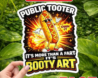 Public Tooter Sticker or Magnet, Funny Inappropriate Adult Humor Decal, Embarrassing Joke Gift, Waterproof Vinyl Laptop Water Bottle