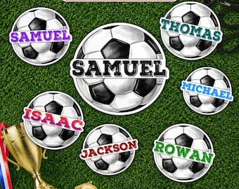 Custom Soccer Name Sticker, Personalized Soccer Player Vinyl Sticker, Football Team Gift, Laptop, Water Bottle Sticker Gift Idea for Adults