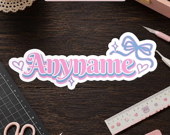 Custom Girly Name Sticker, Personalized Coquette Name Sticker, Cute Decal, Laptop, Water Bottle, Kindle, Mug Sticker Gift Idea for Her, Girl