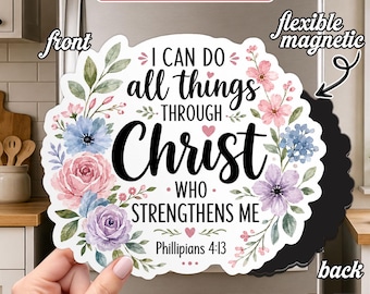 I Can Do All Things Through Christ Magnet, Philippians 4:13 Bible Verse Fridge Magnet, Christian Faith Decor, Catholic Religious Gift Idea