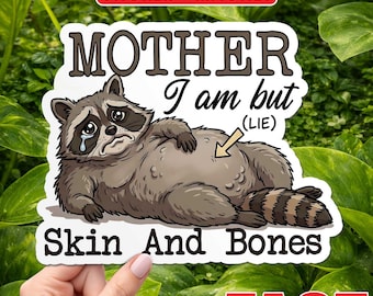 Funny Chonky Raccoon Sticker, Magnet, Cute Trash Panda Meme Decal, Funny Woodland Animal Waterproof Vinyl for Laptop Water Bottle Gift