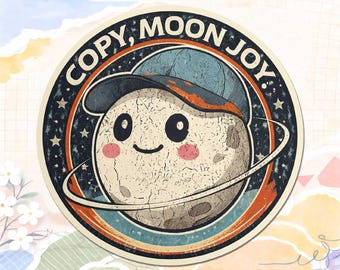 Pegatina "Moon Joy", imán de la misión lunar, pegatinas de vinilo, pegatina con cita espacial, calcomanía de alunizaje, pegatina de astronauta
