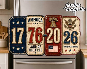 USA 250th Anniversary Magnet, Rustic License Plate Magnet, America 1776 2026 Patriotic Fridge Decor, Semiquincentennial Fourth of July Gift