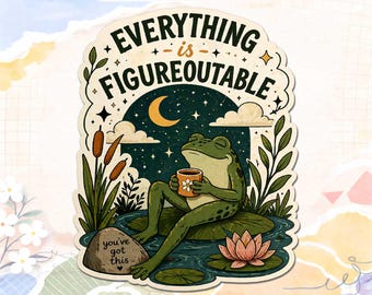Everything Is Figureoutable Frog Magnet, Motivational Quote Fridge Magnet, Retro Frog Office Decor for Locker Refrigerator Magnetic Board
