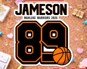 Custom Basketball Name Sticker, Magnet, Personalized Name Number Decal, School Locker Decor, Sports Player Gift for Basketball Team Kids
