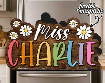Personalized Teacher Name Magnet, Custom Daisy Teacher Magnet, Back to School Teacher Gift, Teacher Appreciation Fridge Whiteboard Locker
