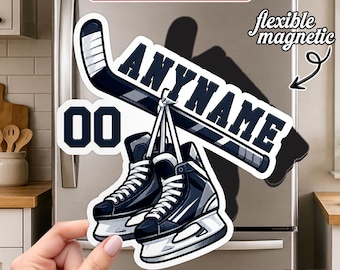 Custom Hockey Name Magnet, Personalized Ice Hockey Player Magnet, Team Spirit Sports Gift, Fridge Locker Whiteboard Office Magnet Decor