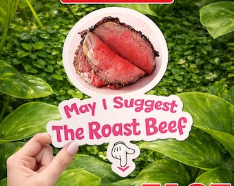 May I Suggest The Roast Beef Sticker or Magnet, Funny Adult Humor Quote Decal, Raunchy Offensive Joke Gift, Waterproof Vinyl Fridge Car