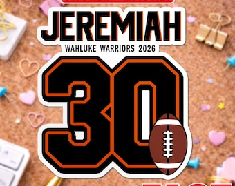 Custom Football Name Sticker, Magnet, Personalized Name Number Decal, School Locker Decor, Sports Player Gift for Football Team Kids