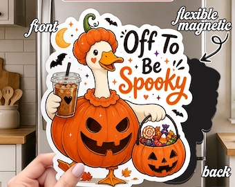 Off To Be Spooky Goose Halloween Magnet, Funny Silly Goose Fridge Magnet, Cute Witchy Bird Decor, Cozy Fall Kitchen