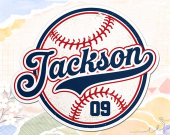 Pegatina personalizada con nombre y número de jugador de béisbol, calcomanía de vinilo personalizada para jugador de béisbol, pegatina deportiva impermeable para portátil, botella de agua, regalo para el equipo.