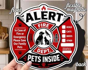 Pet Alert Emergency Magnet, Save My Pets Rescue Notice, Dogs Cats Inside Fridge Magnet, Pet Safety Reminder, Fire Emergency Pet Lover Gift