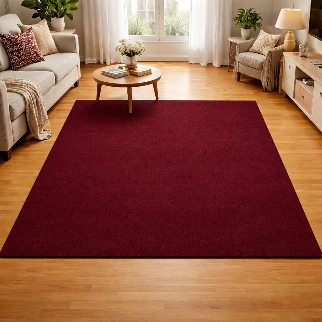 Deep Red Area Rug Burgundy Area Rug, Deep Red Living Room Carpet, Modern Minimal Rug, - Etsy