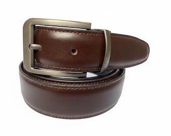 Reversible Full Grain Leather Belt, Black Brown, Men's Handmade Genuine Leather