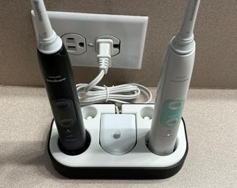 Sonicare-tandenborstelhouder: oplaadstation op aanrecht met lekbak, verwijderbaar inzetstuk, opbergruimte voor opzetborstel