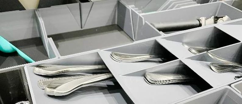 Standard Modular Kitchen Drawer Organizer | 18" Wide, Customizable Lengths | Utensil Storage Insert image 9