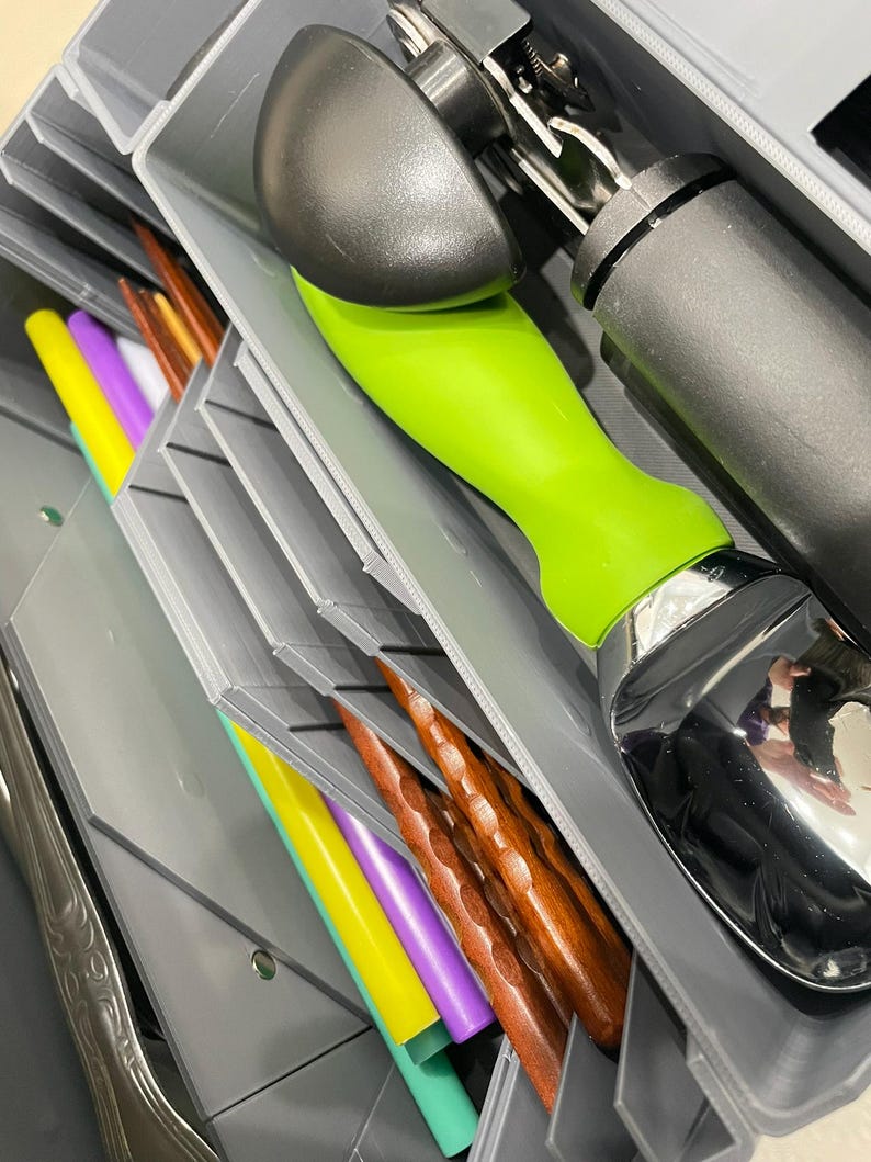 Standard Modular Kitchen Drawer Organizer | 18" Wide, Customizable Lengths | Utensil Storage Insert image 6