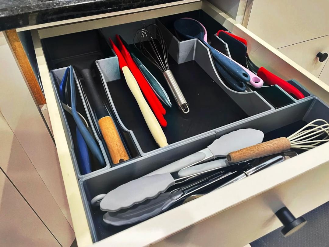 Kitchen Drawer Organizer 18x19 Inch, Custom Fit 3D Printed Utensil and ...