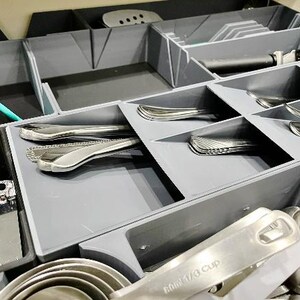 Standard Modular Kitchen Drawer Organizer | 18" Wide, Customizable Lengths | Utensil Storage Insert image 2