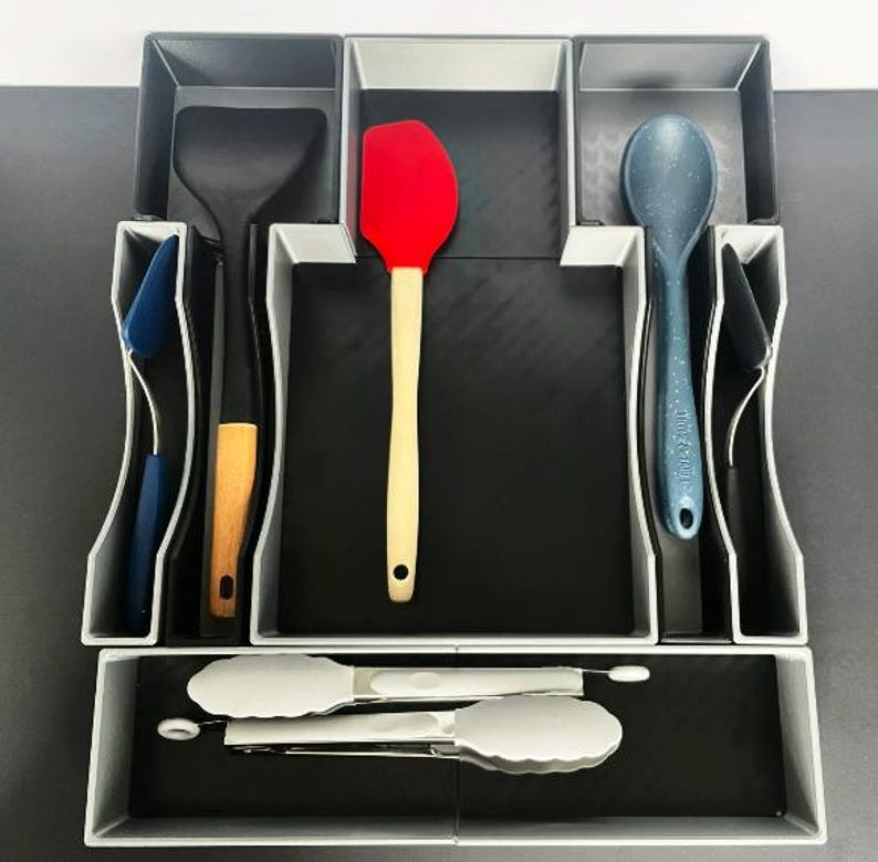 Kitchen Drawer Organizer 18x19 Inch, Custom Fit 3D Printed Utensil and ...