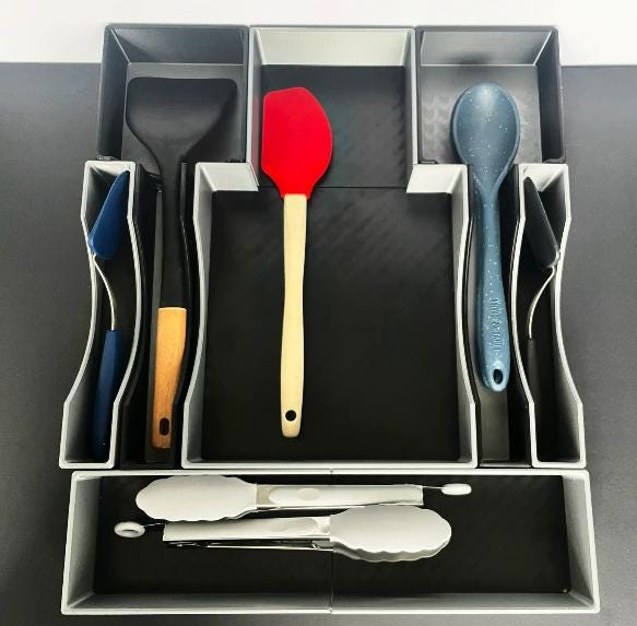 Kitchen Drawer Organizer 18x19 Inch, Custom Fit 3D Printed Utensil and ...