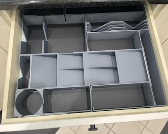 Standard Modular Kitchen Drawer Organizer | 18" Wide, Customizable Lengths | Utensil Storage Insert