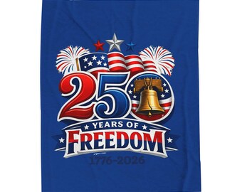 Manta de terciopelo "25 años de libertad" / Diseño patriótico de la libertad (1776-2026)