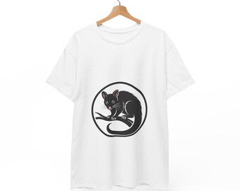 Camiseta unisex con ilustración de zarigüeya negra / Camiseta con estampado de marsupial de estilo vintage