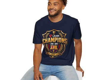 Camiseta del FC Barcelona / Campeones de LaLiga 25-26 / Escudo de fútbol
