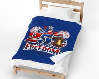 25 Years of Freedom Velveteen Blanket | 1776-2026 Patriotic Liberty Design