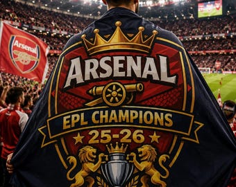 Manta de felpa de terciopelo con el escudo del Arsenal, campeones de la Premier League 25-26.
