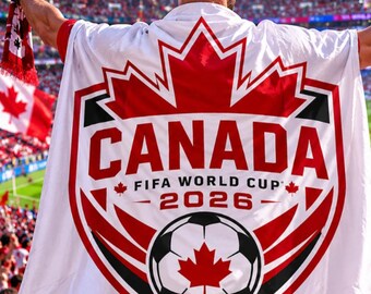 Manta de felpa de terciopelo con el escudo de la Copa Mundial de la FIFA 2026 de Canadá / Copa Mundial