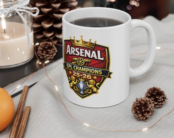 Arsenal | EPL Champions 25-26 Mug | Ceramic Coffee Cup 11oz or 15oz