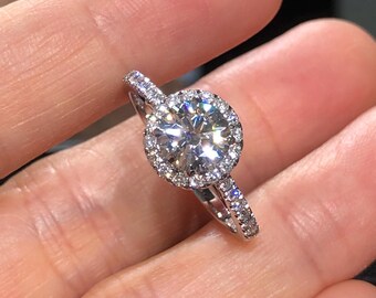 1.0 CT Roud-Cut Lab-Grown Diamond Engagement Ring 925 Sterling Silver 18K Gold Plated