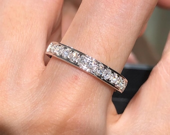Sterling Silver Half Eternity Lab-Grown Diamond Band for Ring Stacking Gift for her